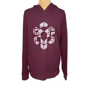 Men's Express Maroon Hoodie Long Sleeve Shirt Size Large Thermal Waffle